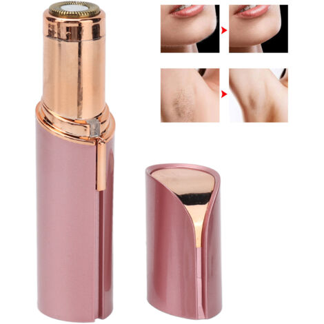 [Épilateur facial électrique] Lipstick Shaped Mini USB Rechargeable pour femme, Rose Gold, ABS, 79g, incluant brosse et cordon (1/5)