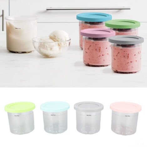 [Conteneurs Réutilisables pour Sorbet et Crème Glacée] pour NC299AMZ NC300s Series [4 Pièces ABS/PC] Bleu Gris Vert Rose 600ml
