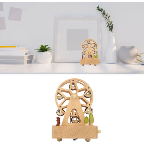 Boîte Musicale Bois avec Ferris Wheel - Modèle Assemblé Manuel en Beech - Boîte à Musique Cadeau pour Anniversaire Noël Saint-Valentin (11x16cm) (1/5)