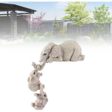 Figurine Éléphant Résine - Mère et Deux Bébés, Décor Maison, Cadeau Nouvelle Maison, [Sculpture], [Éléphant Statue], [Résine Éléphant], [160g] (1/5)