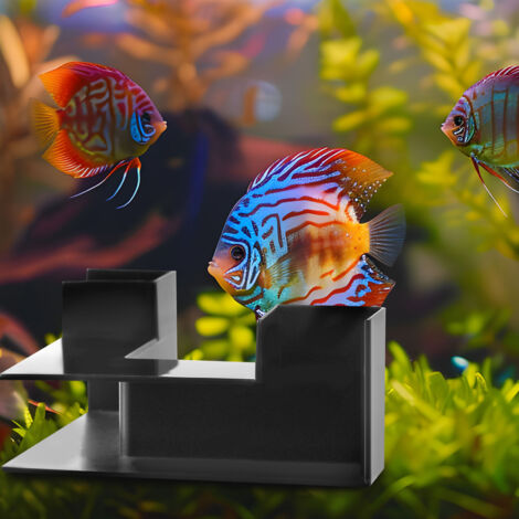 Tunnel pour aquarium: Cachette décorative d'angle avec double entrée pour crevettes et poissons - Matériau plastique, dimensions 12.5x12.5x5.5cm (1/5)