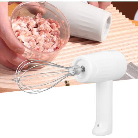 Mixer Manuel Électrique 3 Vitesses Blanc avec Hachoir et Bol Transparent 250ml