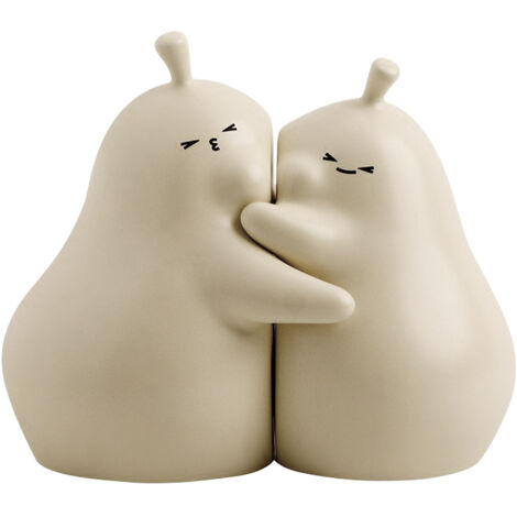 Serre-livres céramique CuddlePear Vanille Ice Paire de pears embrassées décoratives pour bibliothèque ou chambre d'enfant (1/5)