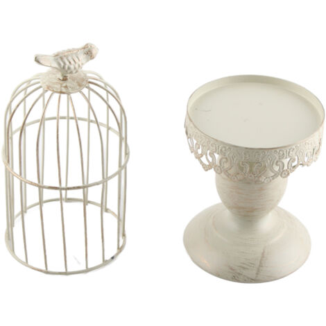 Porte-Cierge Vintage Cage Blanc en Fer - Décor Élégant pour Banquet ou Dîner (1/5)