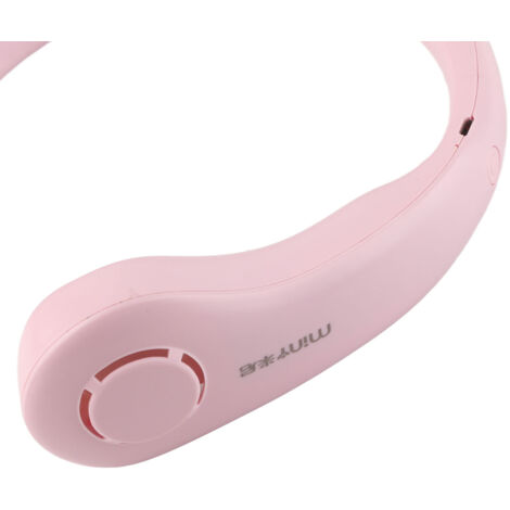 [Ventilateur de cou USB] Ventilateur de cou rechargeable sans bras, 3 niveaux silencieux, 340g, ABS, Lithium, pour shopping voyage extérieur [rose] (1/5)