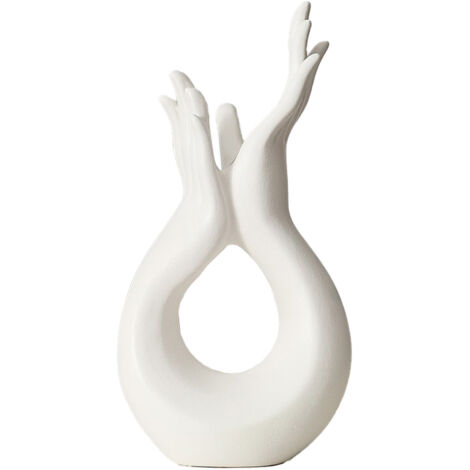Vase ManoMano Blanc - Sculpture céramique abstraite vase de salon créatif artisanale décorative vase en blanc mat (1/5)