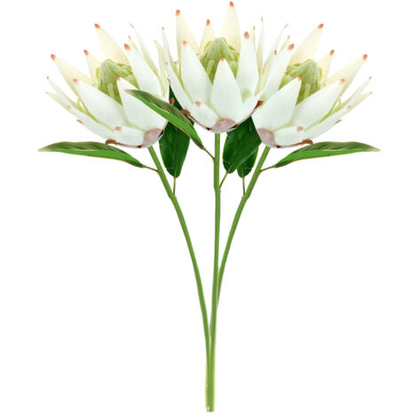 Fleurs Artificelles Protea Royale Veloutées Blanc - 3 Pièces Bouquets Décorations Mariage et Arrangements Floraux (1/5)