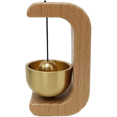 Sonnette Porte Dopamine Japonaise en Bois de Hêtre et Cuivre - Cloche d'Entrée Magnetique avec Vent Chime C-Shaped, Cadeau Nouvelle Maison (1/5)