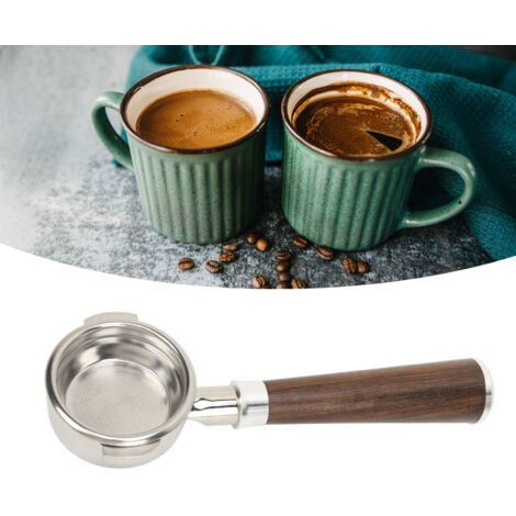 Portafilter sans Fond 58mm pour Expobar E61 - Portafilter Inox avec Manche en Bois Rosewood - Portafilter 58mm Inox sans Fond (1/5)
