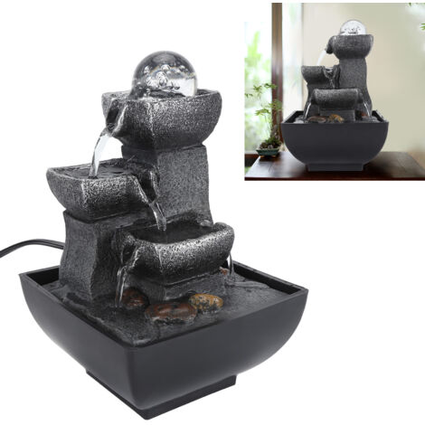 Fontaine de Table 3 étages avec LED multicolores, résine, 793g, 19.6cm, pour bureau & décoration, EU 220‑240V