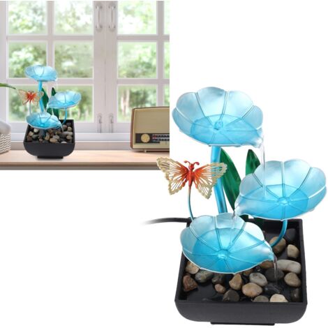Fontaine de bureau élégante avec LED USB en fer et plastique - taille compacte 228x130mm - décor maison et bureau (1/5)