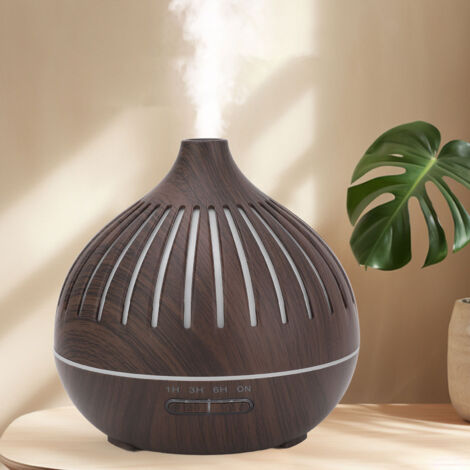 Diffuseur d'aromathérapie 400ML bois grainé avec lumière colorée et contrôle automatique pour bureau maison (1/5)