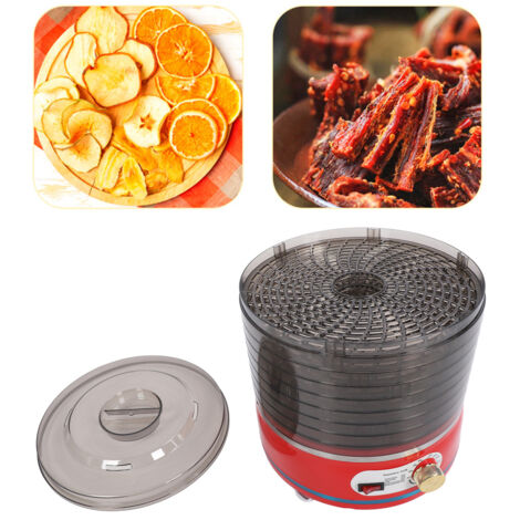 Déshydrateur Alimentaire Professionnel Rouge avec 8 Plateaux, Machine Électrique pour Fruits, Herbes, Viandes et Légumes Secs (1/5)