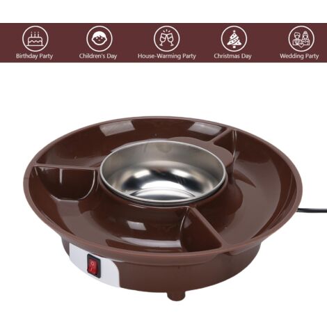 Fontaine à Fondue Électrique Inox 25W avec Pot et Accessoire pour Nappage Fruits Biscuits UK Plug 220V 260ml (1/5)