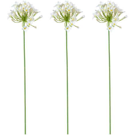 Fleurs artificelles Agapanthus (3 pièces) blanc pour arrangement floral déco intérieur européenne, mariage et aménagement soft furnishing. (1/5)