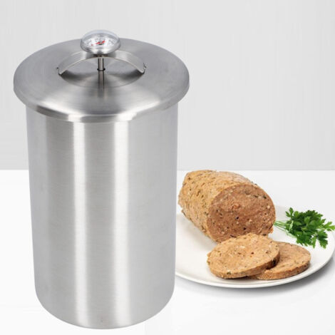Pressoir pour Hamburger DIY - Pressoir à Viande avec Thermomètre - Cylindre de Cuisson en Acier Inoxydable 304 (Ø10cm x 18cm) pour Fabrication de Saucisses, Roulades et Viandes Fumées Maison (1/5)