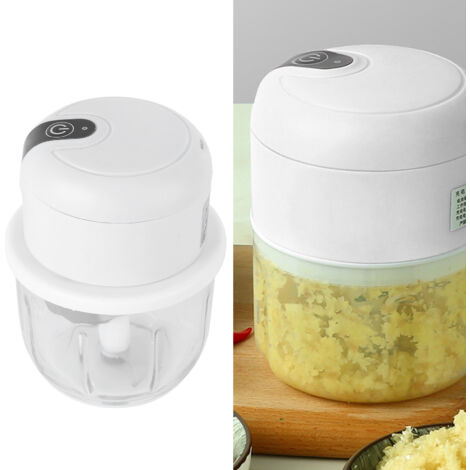 [Broyeur Électrique] [Hachoir Réchargeable] 350ML Garlic et Meat USB [ABS+Glass Blanc] (1/5)