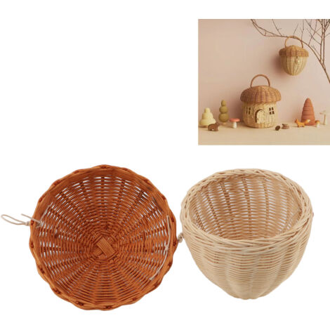 Corbeille de rangement Mushroom Shape Rattan 23x16cm naturel multifonction portatif (1/5)