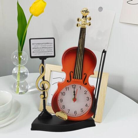 Réveil Vintage Instrument Guitar ABS Stable Base Piles AA Composants Acoustique Alarme Analogique Horloge Bureau Maison (1/5)