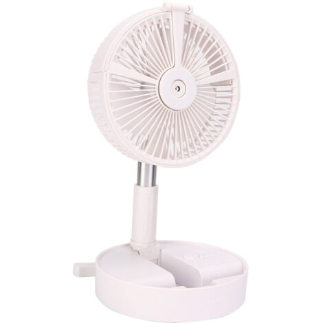 Ventilateur Portatif Telescopique Desktop avec Hydratation Atomisation LED USB Charging - Blanc ABS Metal 7200mAh (1/5)