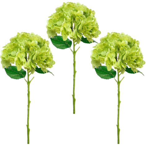 Fleurs artificelles Hydrangea (3 pièces) - Éméraude vert - Impression film - Tige flexible décor salon mariage (1/5)