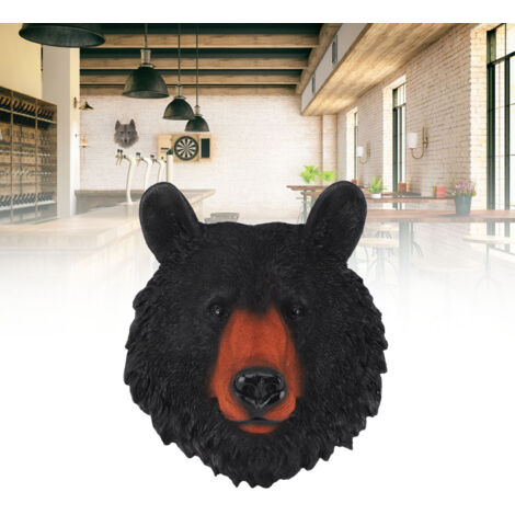 Tête d'Animal Sculpture Résine 3D Décor Mur Faune Réaliste pour Salon Chambre Bar Bear Figurine (1/5)