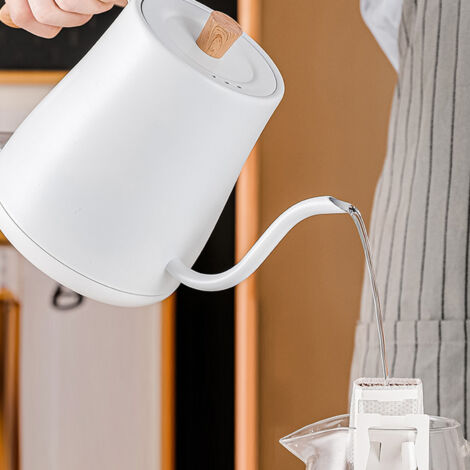 [Bouilloire électrique] [KettlePro] [Modèle Élégance] Bouilloire à température précise, chauffage rapide, conception chic, pour maison bureau, prise CN 220V, métal, grain de bois blanc. (1/5)