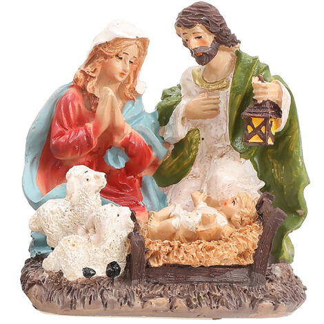 Sculpture de Jésus - Figurine de Noël en bois Style B, Jésus dans la mangeoire, décoration religieuse pour crèche (1/2)