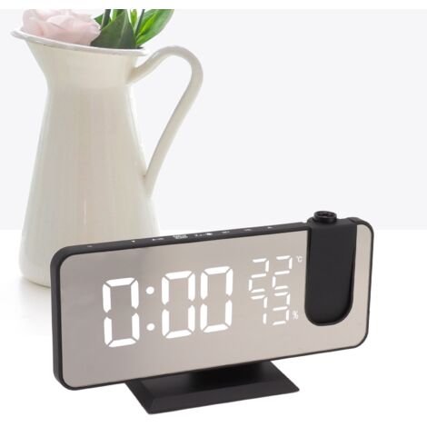 Réveil Projection LED Radio FM Intelligent avec Écran Grand et Batterie Backup - ABS Noir (1/5)