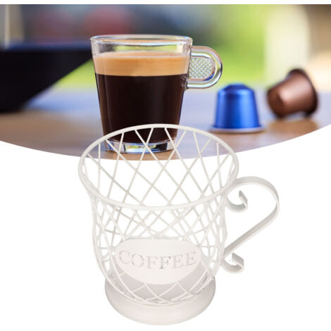 Range à Capsules de Café Métal Grande Capacité - Porte Capsules Organiseur Panier Blanc pour Maison Bureau Café - 25-30 Capsules (1/5)
