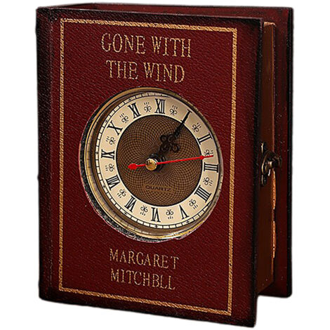 Boîte Rangement Livre Décor Horloge Retro Rouge 2806B-01 - Cachette Organisateur Créatif Bibliothèque Bureau, Prop Photo (1/4)