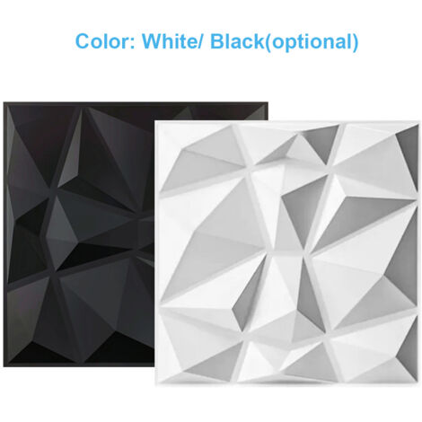 Panneau mural décoratif PVC 3D - 12 pièces motif diamant 12x12 pouces avec ruban adhésif double face - Pour salon bureau chambre