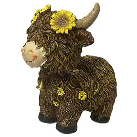 Décoration de Table Fermière Highland Cow en Polyresine, Ornement de Porte ou Jardin, Cadeau de Thanksgiving ou Noël (1/2)
