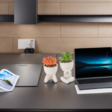 Pot de Fleurs Artificiel Succulent 2 Pots Céramique Plastique Décor Bureau Mini Humaine Blanche Home Desktop (1/5)