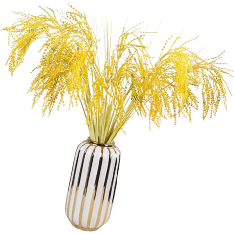 Épis de blé artificiels décoratifs - Branches courtes dorées - Composition pour décoration fermière DIY - Matière plastique et fil métallique - Diamètre grain 0.3-0.4cm (1/5)