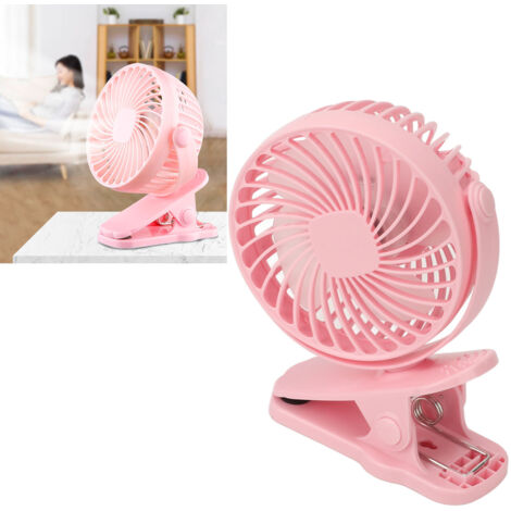 Ventilateur Clip Pliable 720° USB/Batterie ABS 3 Vitesses Silencieux Mini pour Bureau, Dormitory Pink (1/5)