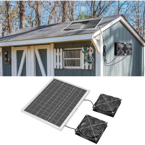 Kit de ventilation solaire double 75W monocristal IPX7 18V avec connecteurs waterproof pour maison pets garage rooftops - ABS+Alloy 12x12cm (1/5)