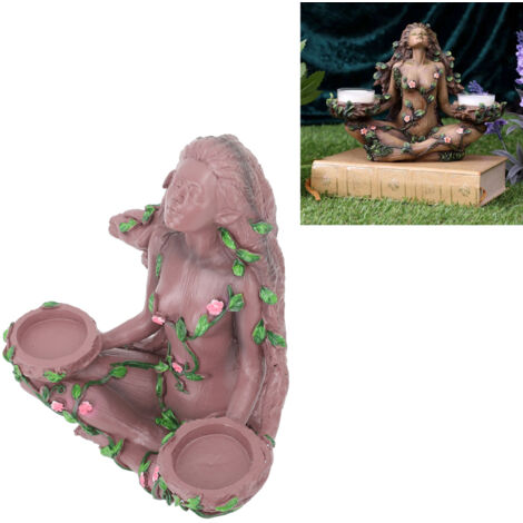 [Porte Bougie Statue] [Statue Déesse Forestière] Ornement Porte Bougie Décoration Garden Patio - Résine, 19x17.5cm, 518g, 1 Pièce, Design Nature et Pratique (1/5)