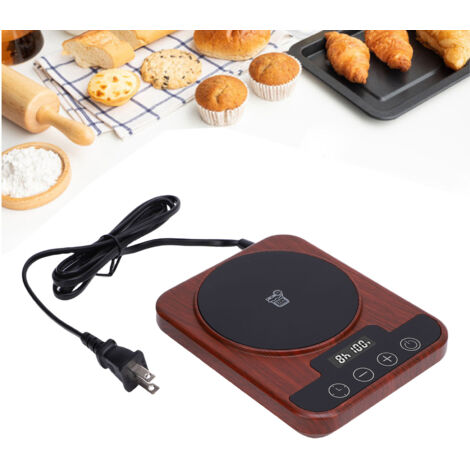 Mat chauffant thermostatique pour levain de démarrage sourdough, 70-100°F, avec timer 12h, zone chauffante 3.94 inches, couleur bois, ABS (1/5)
