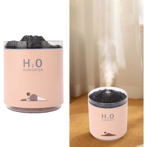 Diffuseur d'huiles essentielles avec humidificateur - Volcan Lumineux Multicolore - Rose ABS/PP/PC - Grande capacité - Kit complet (1/5)