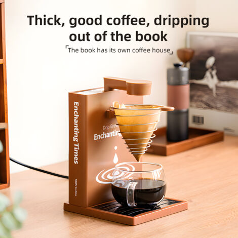 Machine à Café Drip Book-Shaped - 300ml Réservoir Visible Détachable, Extraction à 95°C, 400W, Compacte avec Filtres Papier, Cuillère, Brosse (1/5)