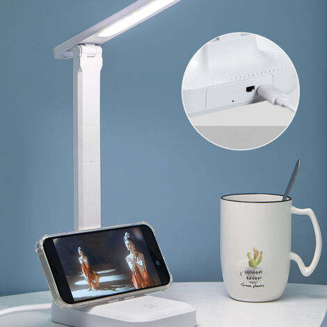 Lampe de Bureau LED Rechargeable USB Écran Tactile Protection Visuelle Blanc Ivoire (Folding, 24cm) (1/5)