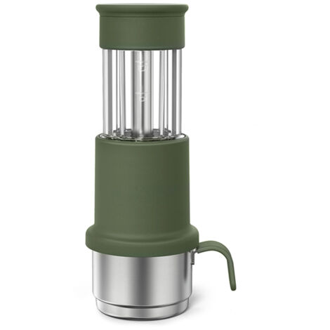Cafetière à main portable, machine à café de voyage 2-en-1, compatible capsules Nespresso et café moulu, avec cup de 120ml en acier inoxydable et réservoir 80ml (1/5)