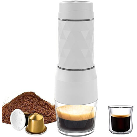 Cafeleffe Expresso Machine 3-in-1 Portable Manuel 18Bar - Machine à Café Espresso Portable Manuel avec Doseur Café en Grains et Capsules DG/NS, et Levier pour Création de Mousse de Lait 120ml - Noir/B