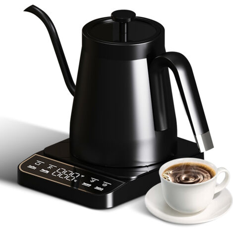 Bouilloire électrique 27oz modèle 220V - Capacité 0.8L avec chauffage 1350W - Thermostat numérique écran tactile ajustable - Mode 92℃ automatique en 304 stainless steel - Sécurité double couverture et (1/3)