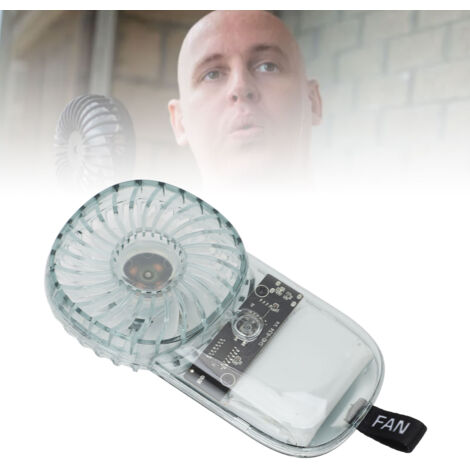 Ventilateur Portatif Mini avec Lumière Colorée et Lanière - Modèle Transparent Vert avec Batterie 1200mAh - 5 Vitesses Silencieux pour Voyage Camping Beach (1/5)