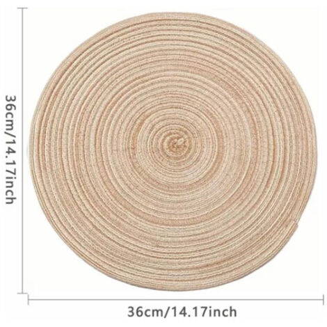 Dessous de Verre Set 4 Pièces Cercle Tressage Isolation Thermique Protection Bureau Nordic Khaki (1/5)