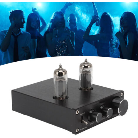 Ampli Audio 03 Noir avec Tube 6K4 et Amplificateur Hi-Fi 12V 1A Stereo RCA En Aluminium Alloy