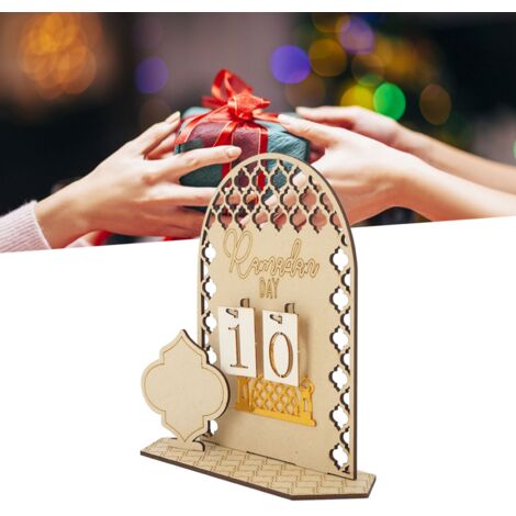 Compteur DIY Ramadan Bois Décoratif Ornement Compteur Eid Calendrier Type C 20cm Densité Pour Famille Fête Musulmane Élégant Cadeau