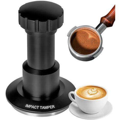 Tampoir à Expresso 51mm Base à Motifs Aluminium Corps et Base Inox 304 Ajustable 25-35lb Système 4 Ressorts Ergonomique (1/3)